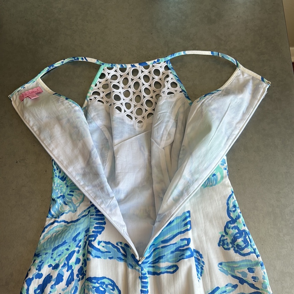 Lilly Pulitzer Larina Top Resort White Barefoot Princess Blue Green Lace Halter - Picture 5 of 5